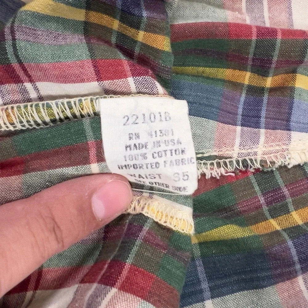 Polo by Ralph Lauren Plaid‎ Pleated Shorts Men's 35 Cotton Made in USA